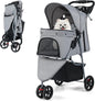 Pet Stroller with Adjustable Canopy and 3 Shock-absorbing Wheels
