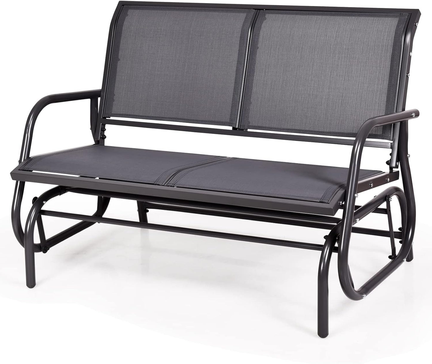 2-Person Outdoor Steel Frame Fabric Glider Bench