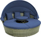 Patio Wicker Sun Bed Sectional Sofa Set with Retractable Canopy
