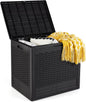 96 L Outdoor Storage Box with Rattan Patterns and Lockable Lid