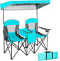Outdoor Portable Double Folding Camping Chair with Canopy