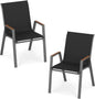 Garden Chairs Set of 2/4, Stackable Outdoor Dining Chairs with Armrests