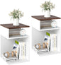 S-Shaped Side Table with 2 Open Compartments for Small Space