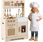 Kids Play Kitchen, Wooden Toy Kitchen with Stoves