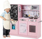 Kids Play Kitchen, Wooden Children Pretend Kitchen with Ice Maker