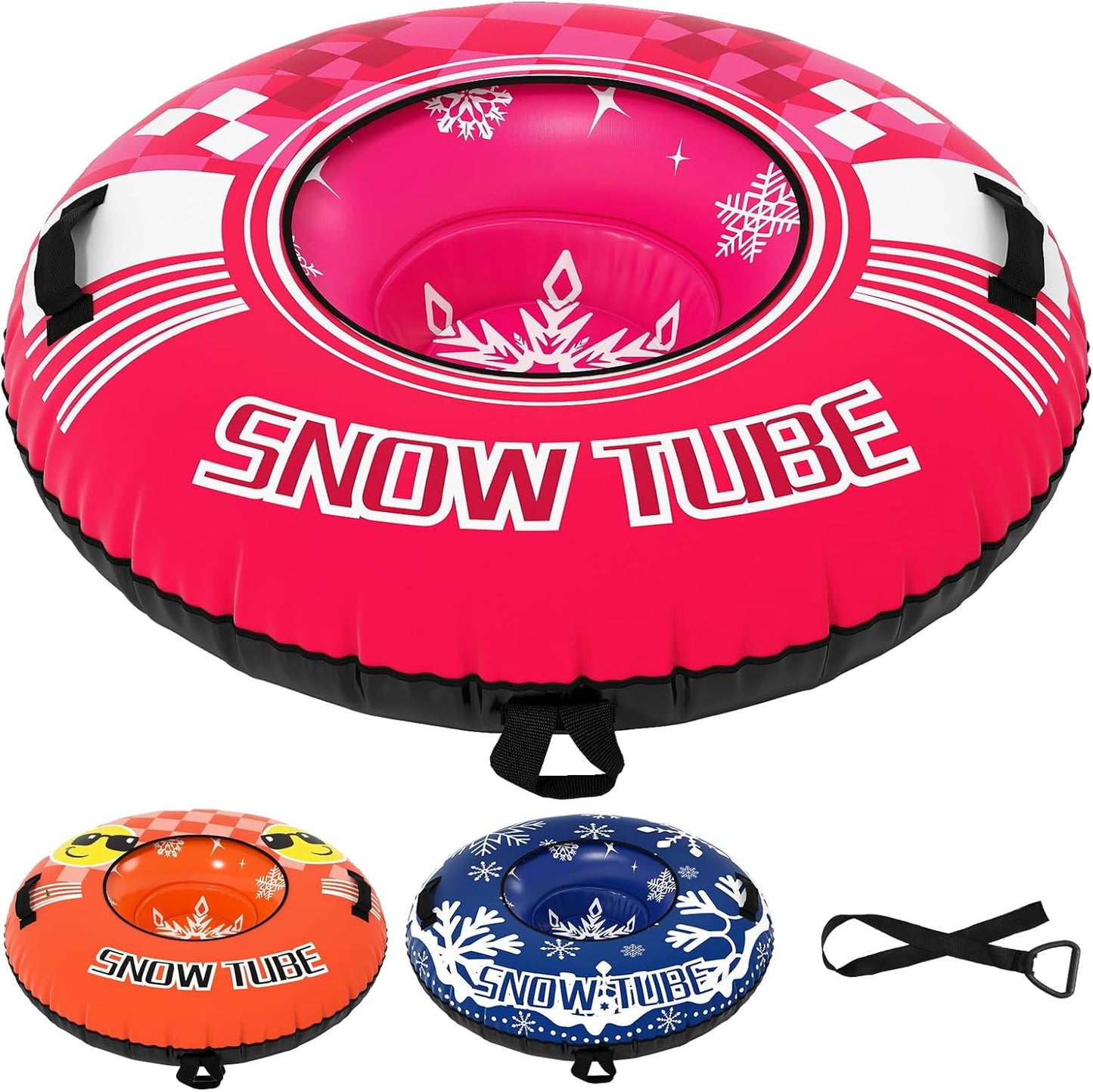 Inflatable Snow Tube, Heavy-Duty Sled Ski Tube with Handles
