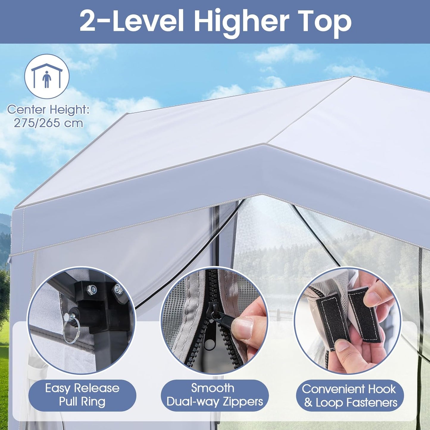 3m x 3m Pop up Canopy Tent with Sidewalls and Netting