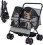 Double Pet Stroller, Foldable Dog Travel Pushchair Cat Buggy
