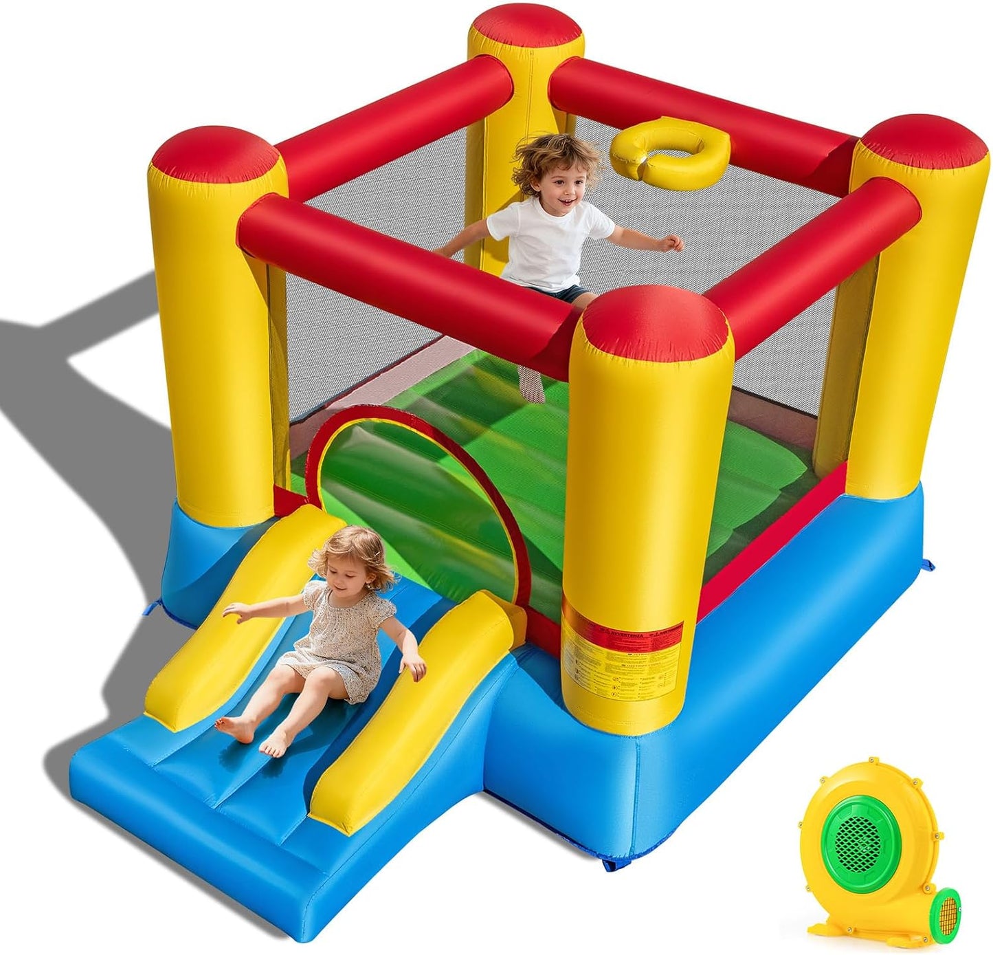 Inflatable Bounce House with Slide and Carrying Bag without Blower