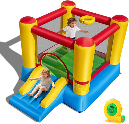 Inflatable Bounce House with Slide and Carrying Bag without Blower