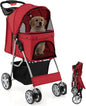 4-Wheel Folding Pet Stroller with Storage Basket and Adjustable Canopy
