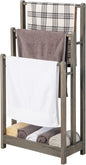 Solid Wood Towel Holder Drying Stand with 3 Towel Rails and Storage Shelf