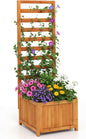 Wooden Planter with Trellis, Raised Garden Bed with Drainage Holes