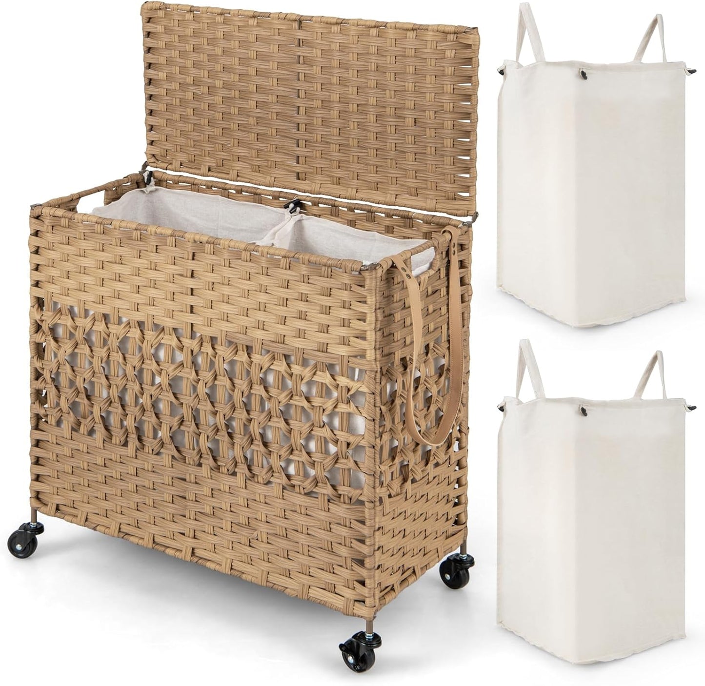 110L Collapsible Laundry Hamper Lid and Removable Liner Bag