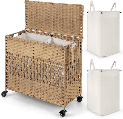 110L Collapsible Laundry Hamper Lid and Removable Liner Bag