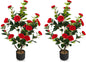 95cm Artificial Camellia Tree with Flowers and Rain-Flower Pebbles