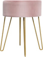 Round Velvet Stool with Hairpin Legs