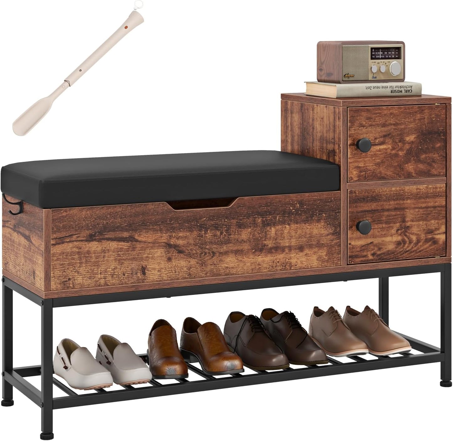 Entryway Shoe Storage Bench Cabinet Shoes Organizer Unit