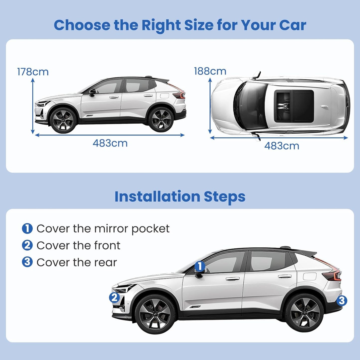 Car Cover Waterproof, All Weather Rain Snow Sun Dust UV Protection