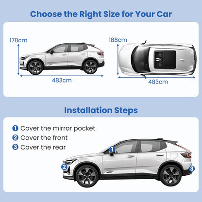 Car Cover Waterproof, All Weather Rain Snow Sun Dust UV Protection