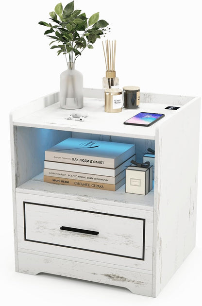 LED Nightstand with USB and Type-C Port