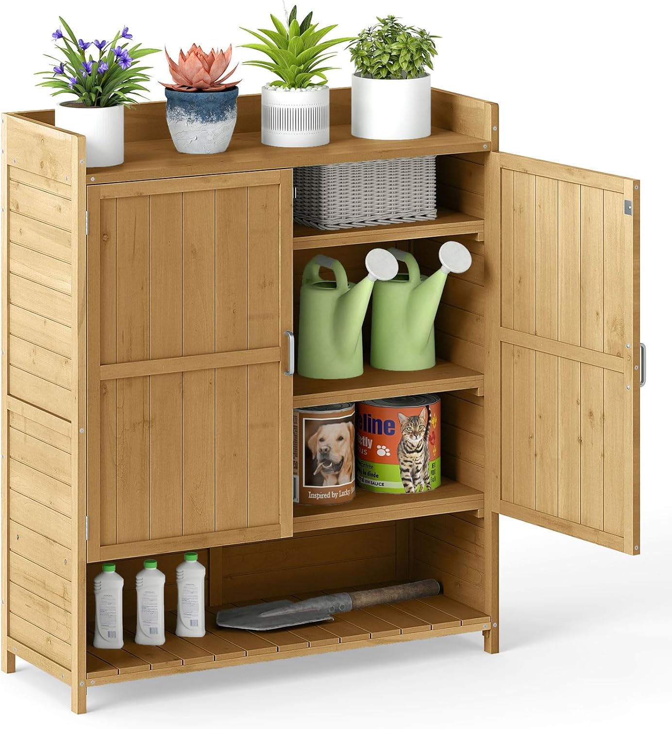 Wooden Garden Shed, Outdoor Tool Storage Shed with Removable Shelves