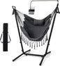 Hammock Chair with Stand and Phone Holder, 6-Level Height Adjustable Patio Swing Hammock