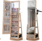 360° Swivel Lockable Jewelry Armoire Cabinet with Full-Length Mirror
