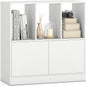 3-Cube Bookcase with Doors, Modern Bookshelf Open Storage Organizer Unit