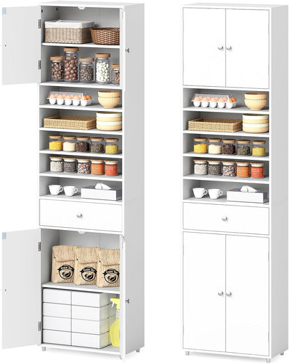 Tall Bathroom Storage Cabinet with Drawer and Adjustable Shelves