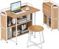 90 cm Folding Desk with Stool, Portable Computer Desk and Stool Set