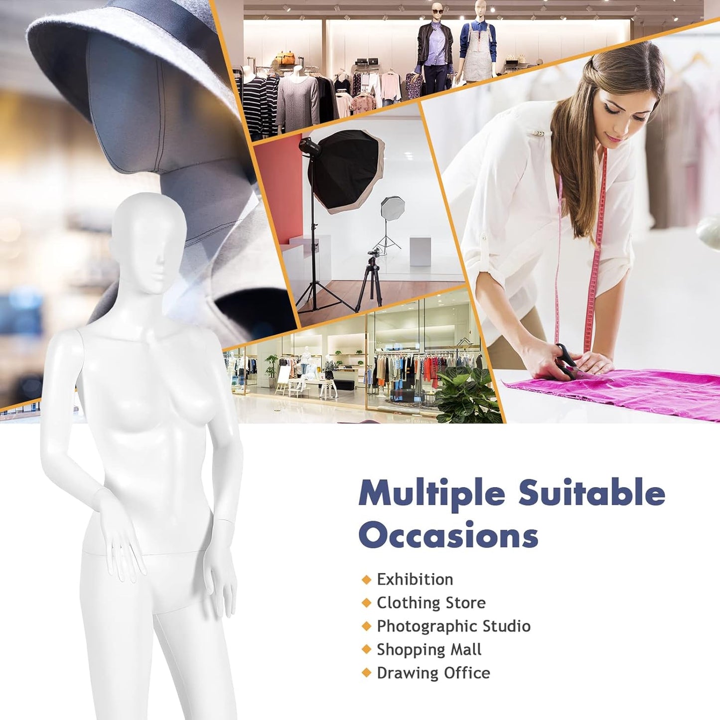 GiantexUK 177cm Female Mannequin, Detachable Full Body Dress Form with Metal Base