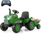 Electric Ride on Tractor, 12V Kids Toy Car with Detachable Trailer