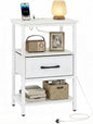 Nightstand Bedside Table with Charging Station and Drawer