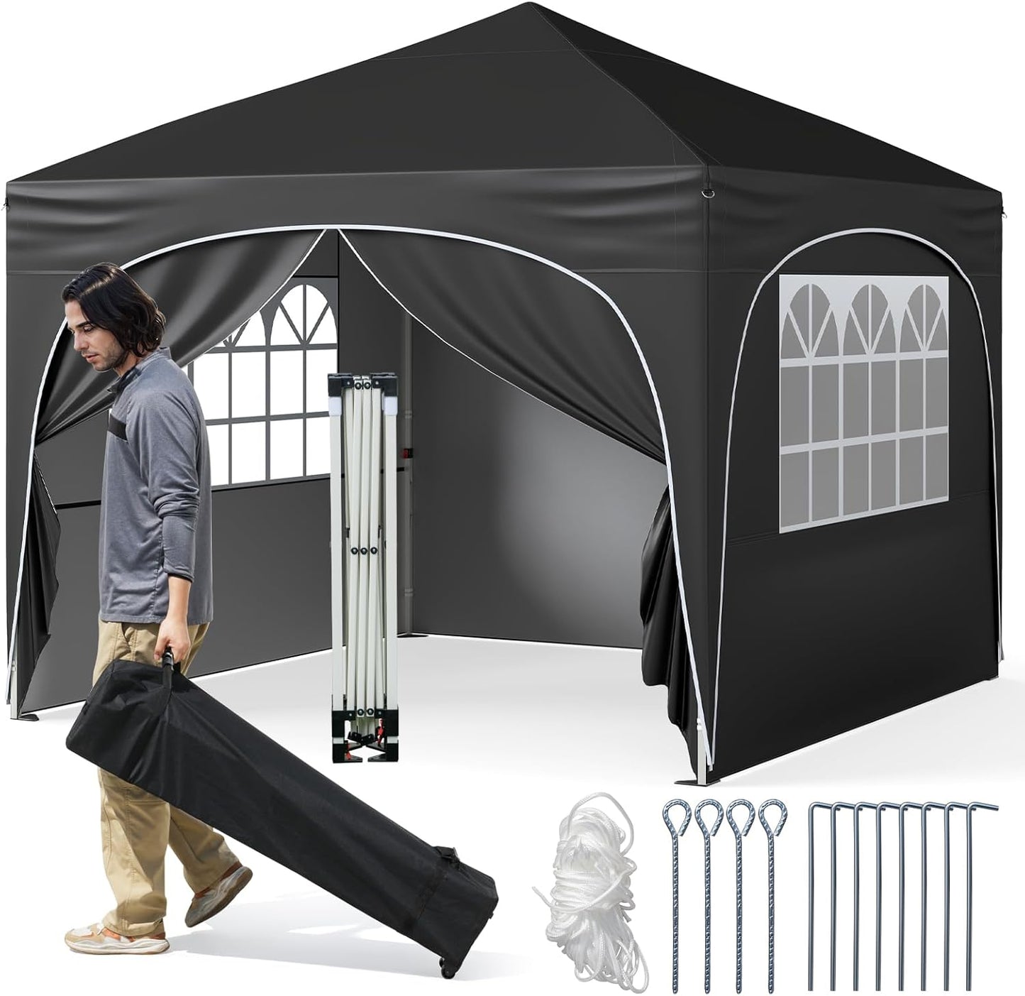 Outdoor Foldable Canopy Tent with 4 Removable Sidewall