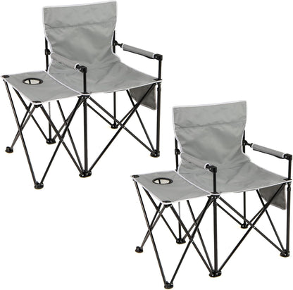 2 Pack Oversized Folding Camping Chair with Side Table and 2 Storage Pockets