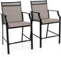 Fabric Outdoor Bar Stools Set of 2 with High Back Armrests & Footrest