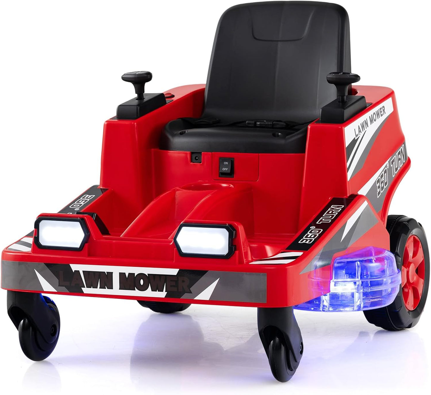 12V Ride on Lawn Mower for Kids with Dual Control Sticks and LED Lights