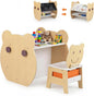 Toddler Table and Chair Set, 3 in 1 Activity Table with Reversible Whiteboard