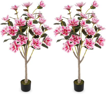 130CM Artificial Magnolia Tree Faux Wedding Flower Plant with Realistic Moss