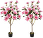 130CM Artificial Magnolia Tree Faux Wedding Flower Plant with Realistic Moss
