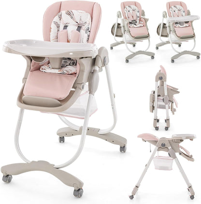 Adjustable & Folding Baby Highchair with Lockable Wheels