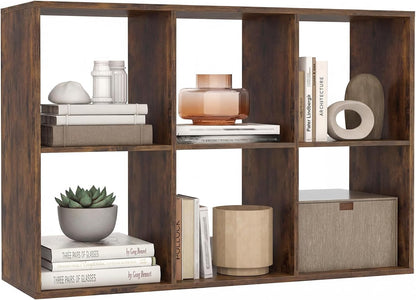 Wooden 6 Cube Bookcase, 3 Tier Open Storage Cabinet with Anti-toppling Device, White