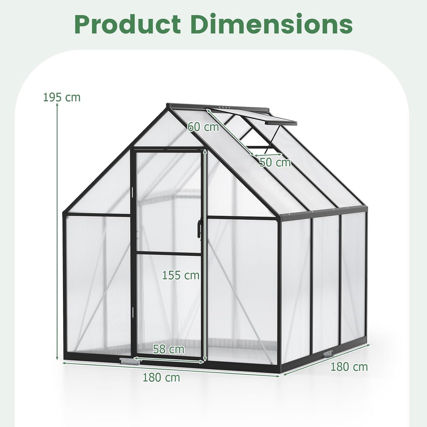 Polycarbonate Greenhouse Large Walk-in Aluminum Sunroom