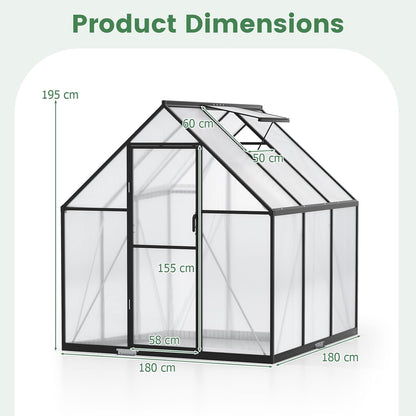 Polycarbonate Greenhouse Large Walk-in Aluminum Sunroom