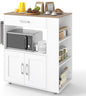 Kitchen Storage Trolley, Rolling Serving Island Cart with Towel Bar