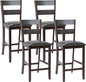 GiantexUK Bar Stools Set of 2, Upholstered PU Leather Kitchen Bar Chairs with Back Support & Footrest