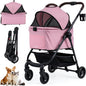 Pet Stroller, 3 in 1 Folding Dog Pram with Detachable Car Seat Carrier