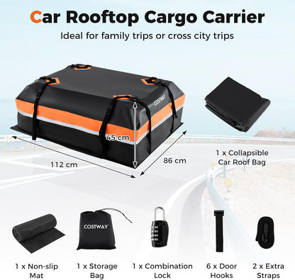 15/21 Cubic Feet Car Roof Bag, 100% Waterproof Roofing Cargo Carrier with Anti-Slip Mat