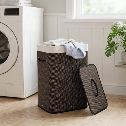 72 L Capacity Bamboo Laundry Hamper with Lid and Removable Liner for Bedroom